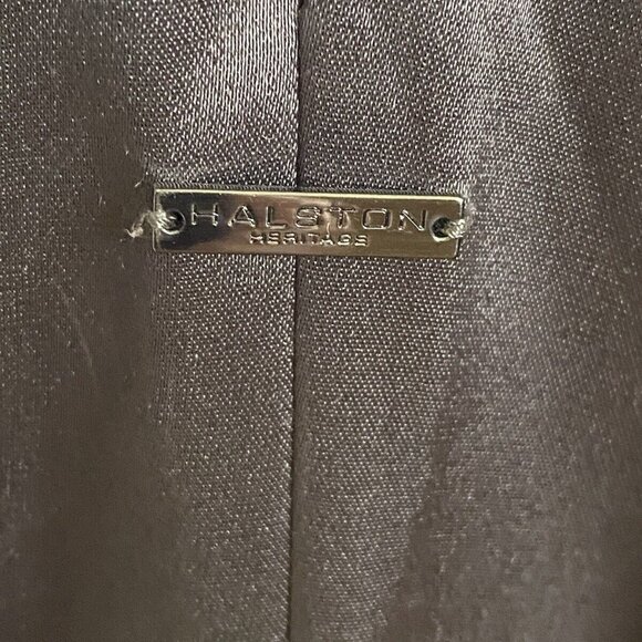 NWT Halston Heritage Silver Gray Racerback Satin Slip‎ Midi Dress Size S $295.00 - Picture 13 of 16